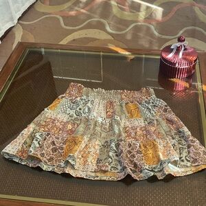 Joe Benbasset Orange and Brown Patchwork Mini Skirt
